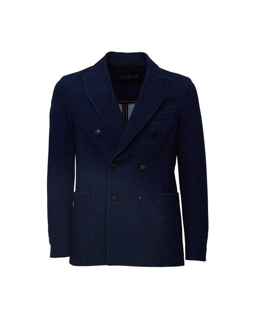 Circolo 1901 Blue Double-Breasted Half Lined Blazer for men