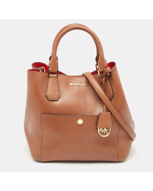 Michael Kors Brown Saffiano Leather Greenwich Tote