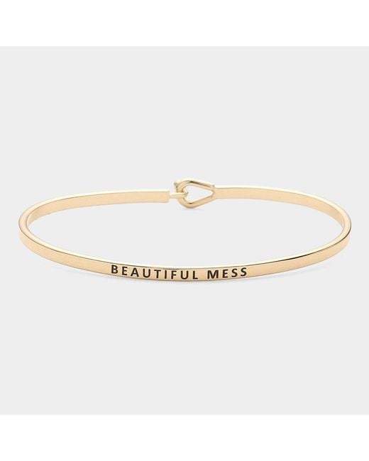 Fashnzfab Metallic Beautiful Mess Brass Thin Metal Hook Bracelet