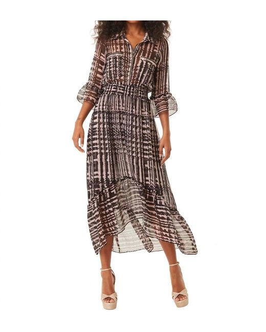 MISA Los Angles Brown Ofelia Dress In Holiday Abstraction
