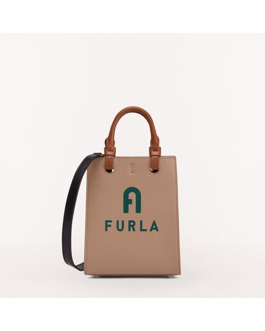 Furla Varsity Style Tote Mini in Brown | Lyst