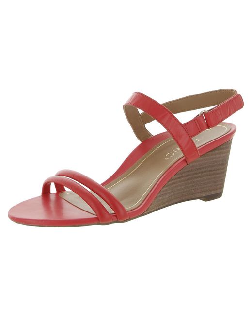 Vionic Pink Faux Leather Dressy Wedge Sandals