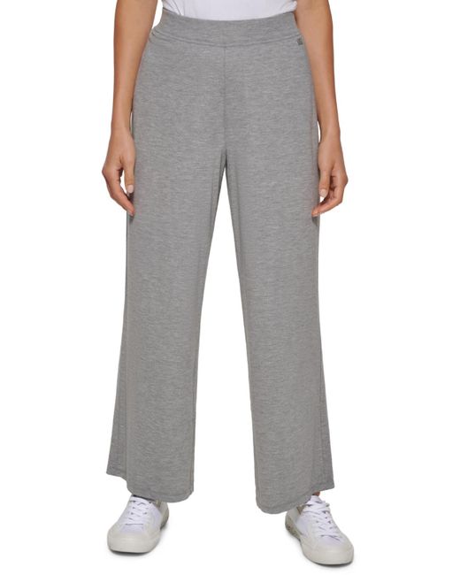 Calvin Klein Heathered Ponte Wide Leg Pants in Gray | Lyst