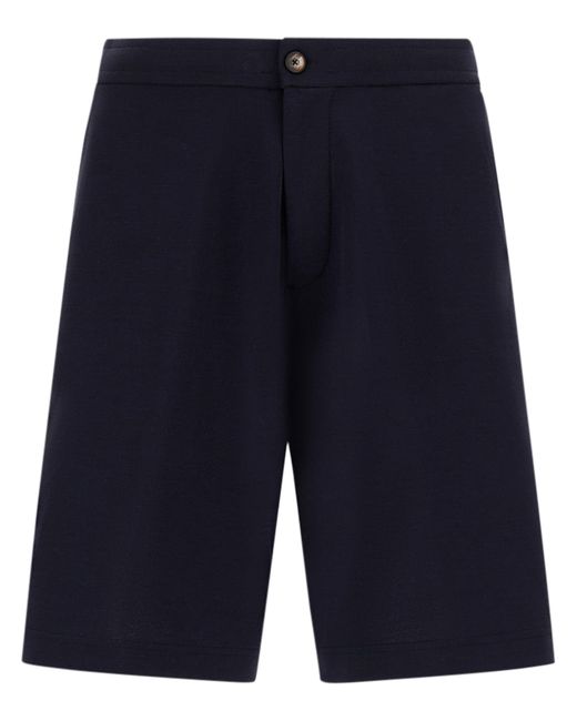 Herno Blue Tailored Shorts With Button Closure for men