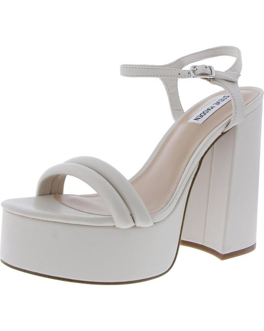 Steve Madden Natural Tille Faux Leather Block Heel Platform Sandals