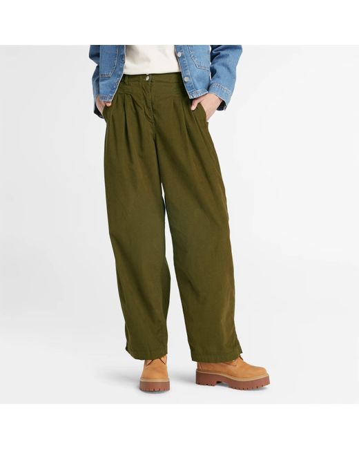Timberland Needle Corduroy Wide Leg Pant in Green | Lyst