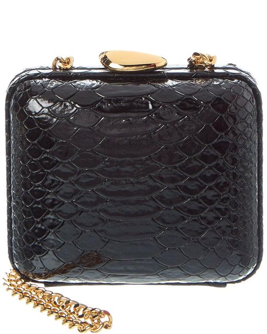 Michael Kors Black Tina Mini Python Embossed Leather Minaudière
