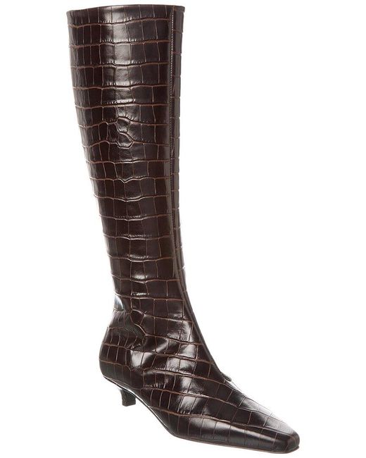 The Celeste Croc-Embossed Knee Boots