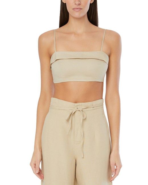 Onia Natural Air Linen-blend Foldover Cropped Top