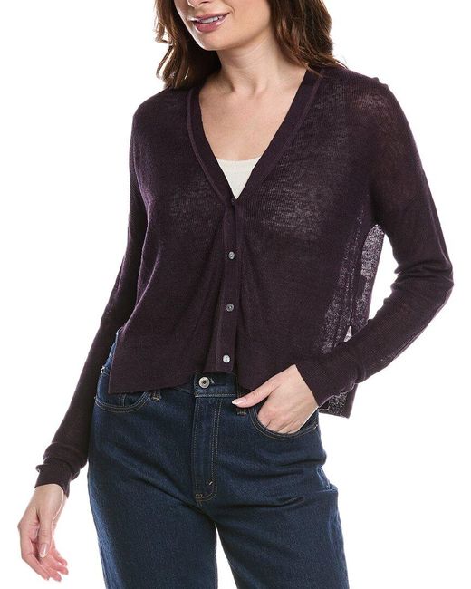 Theory Black Hanelee Linen-Blend Cardigan
