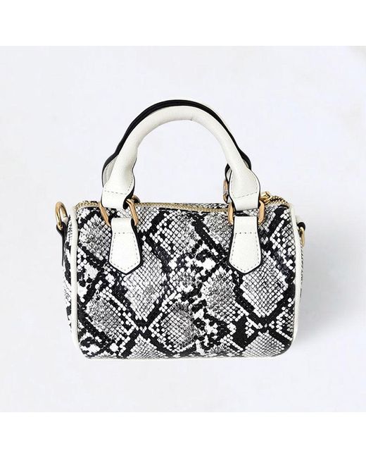 Fashnzfab Black Snake Skin Patterned Tote Crossbody Bag