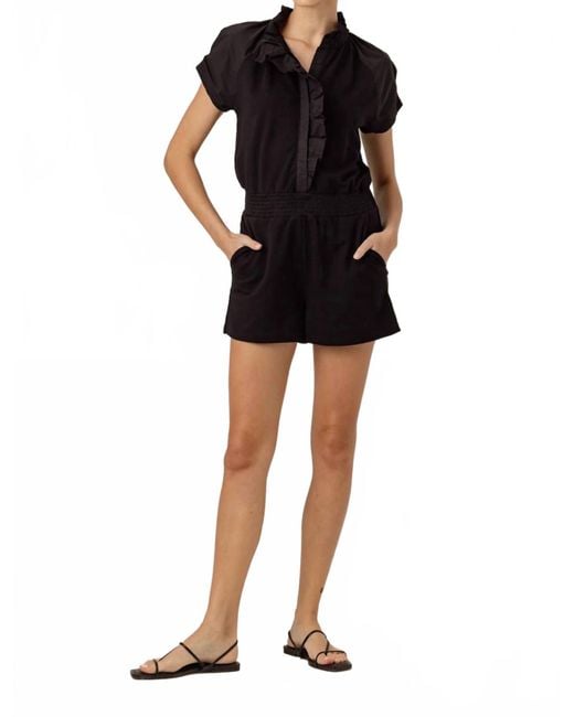 Sundays Black Clemence Button Front Romper