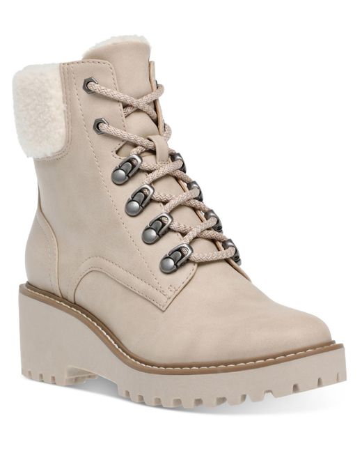 DV by Dolce Vita Natural Russit Ankle Round Toe Wedge Boots