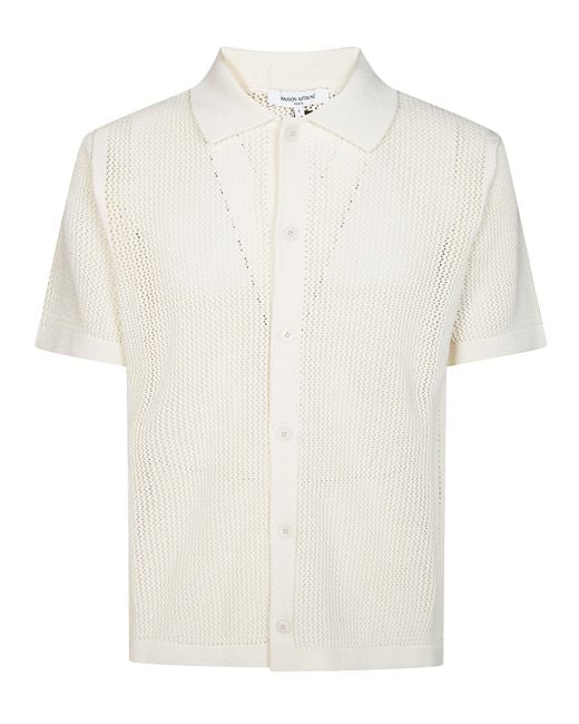 Maison Kitsuné White Open-Knit Short-Sleeve Cardigan for men