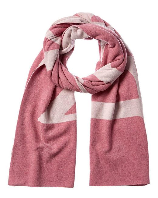 Lanvin Pink Logo Wool & Cashmere-blend Scarf