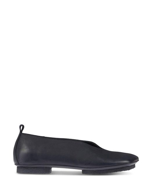 Uma Wang Blue Leather Ballet Flats With Textured Sole