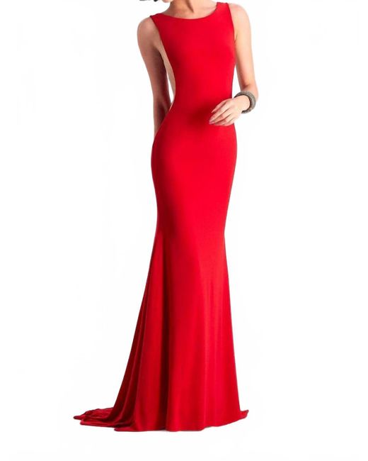 Clarisse Red Sleek Evening Gown