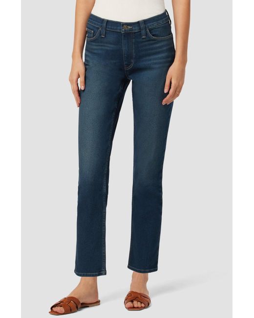 Hudson Jeans Cotton Natalie Midrise Straight Crop Jea in Blue Lyst