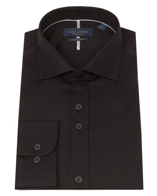 Guide London Black Stitch Detail Classic Buttondown Shirt for men