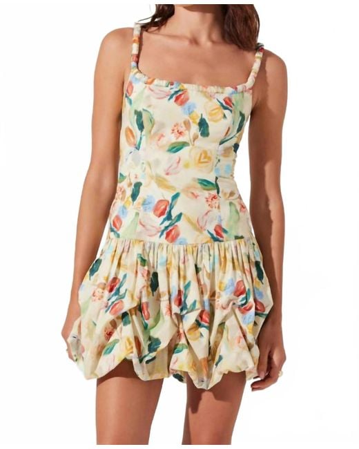 Astr Yellow Keyla Bubble Hem Mini Dress