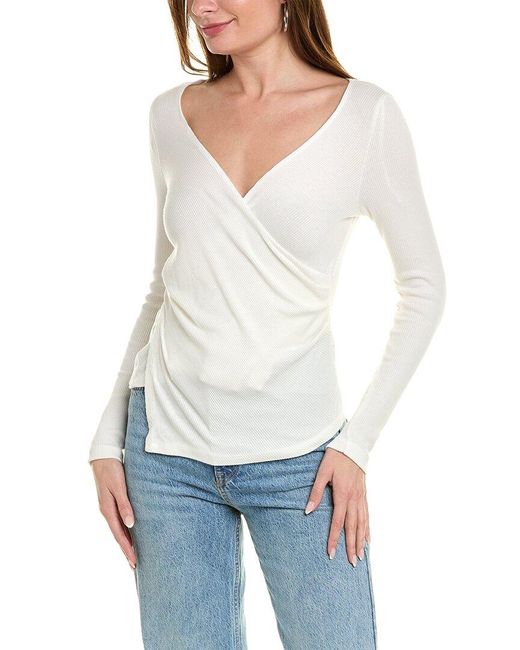 Monrow White Wrap Top