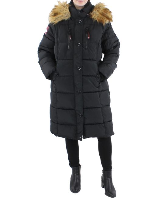 canada weather gear Black Long Cold Weather Parka Coat