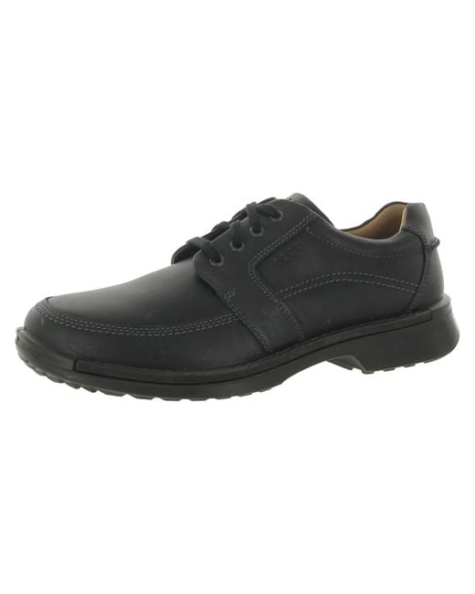 Ecco Black Fusion Leather Lace Up Oxfords for men