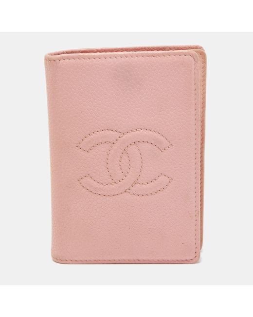 Chanel Pink Light Caviar Leather Cc Bifold Card Case