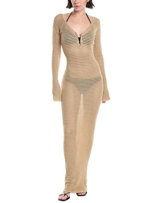 La Porte Crochet Maxi Dress in Natural | Lyst