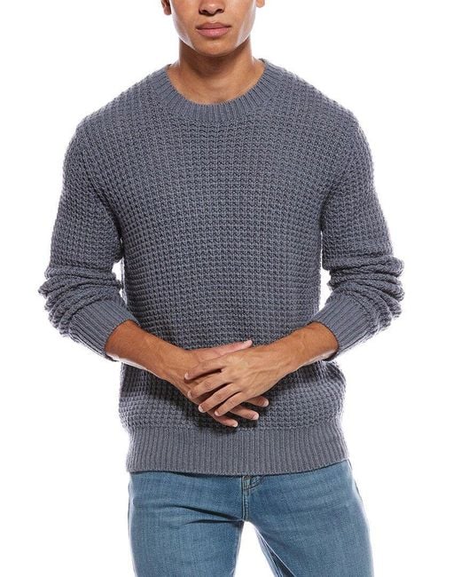 Vince Blue Macro Waffle Wool & Cashmere-Blend Crewneck Sweater for men