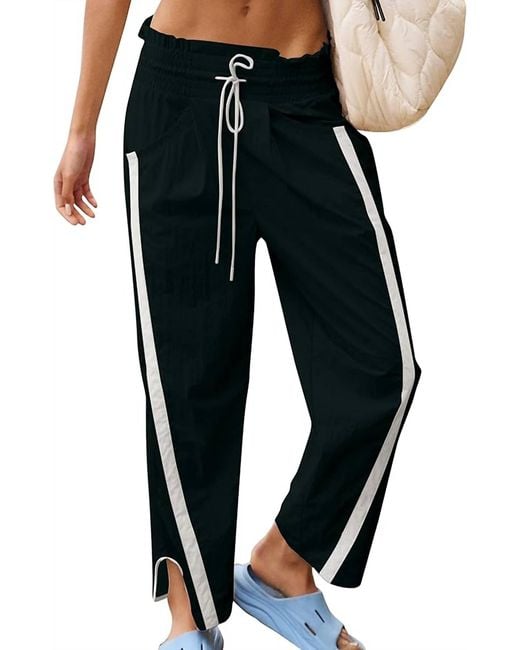 Bucketlist Blue Windbreaker Pants With Contrast Stripe