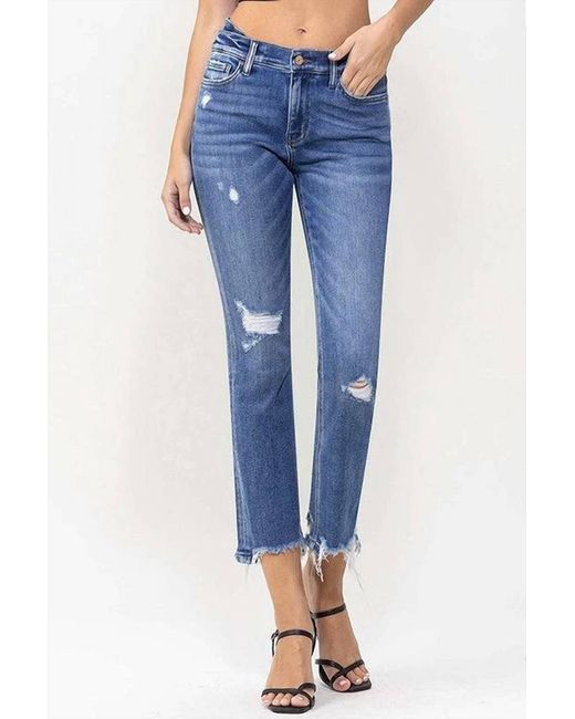 Flying Monkey Blue Mid Rise Double Layer Crop Jean