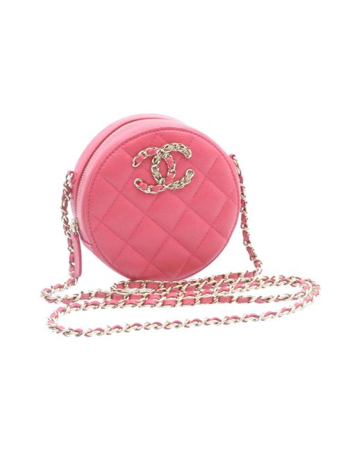Chanel Pink Matelasse Caviar Skin Chain Shoulder Bag Cc Auth 23651a