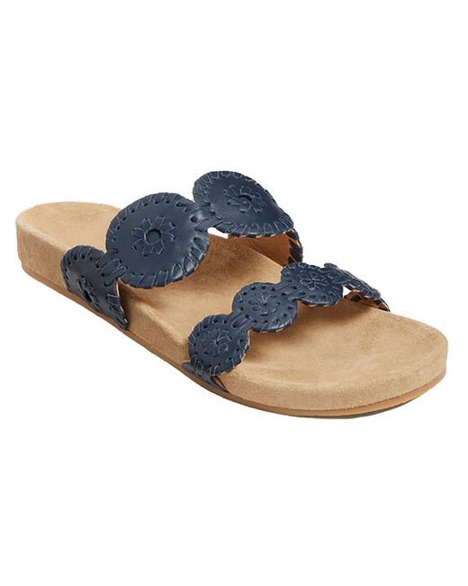 Jack Rogers Blue Comfort Lauren Leather Slide Sandals