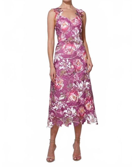 lace midi dress adelyn rae Raelynn Lace-Up Embroidered Midi Dress (Women)