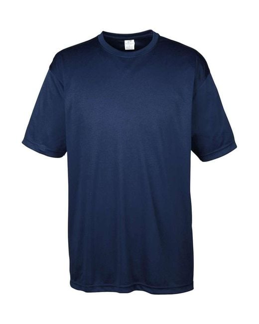 UltraClub Blue Cool & Dry Basic Performance T-Shirt for men