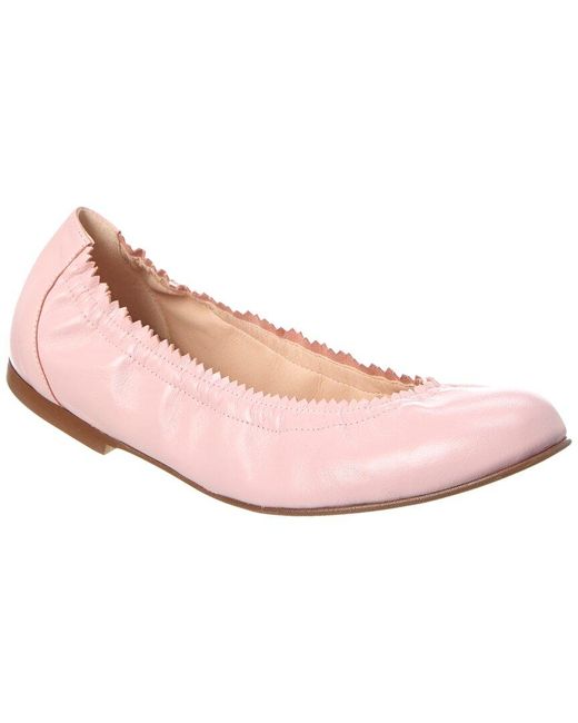 French Sole Pink Cecila Leather Flat