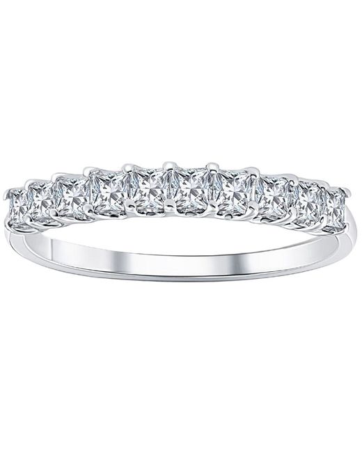 Pompeii3 Metallic 1/2ct Princess Cut Diamond U-prong Wedding Ring 10k White Gold
