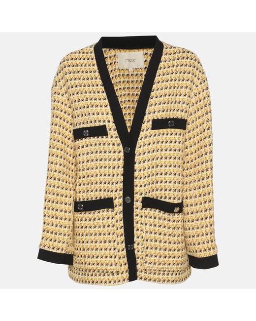 Maje Metallic Lurex Tweed Button Front Jacket