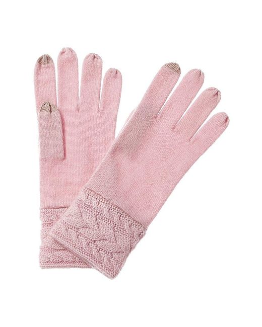 Forte Pink Braided Cable Cashmere Gloves