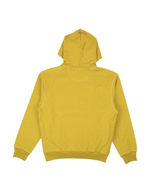 Stussy Yellow Gold Cotton Contrast Stitch Label Hoodie for men
