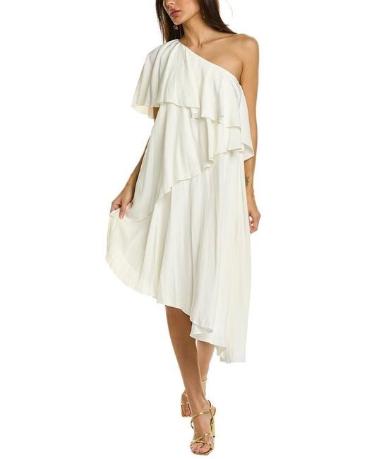Lanvin White One-shoulder Midi Dress