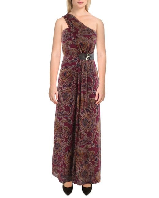 Lauren by Ralph Lauren Purple Chiffon Paisley Evening Dress