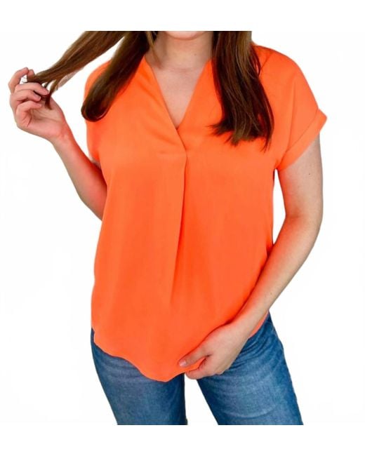 Jess Lea Orange Whitney Woven Blouse