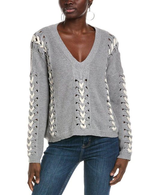 Ramy Brook Gray Esme Wool-Blend Sweater