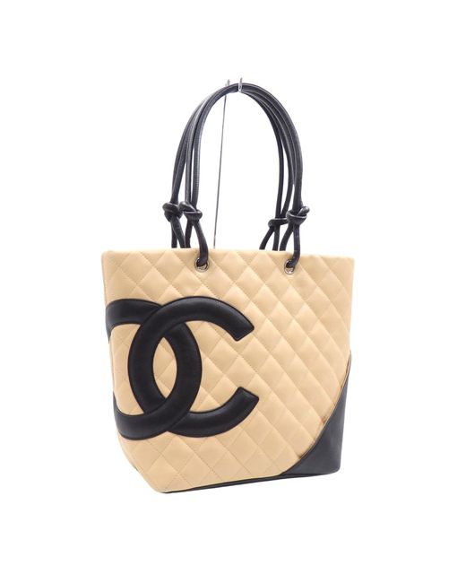 Chanel Cambon Line Leather Tote Bag (pre-owned) in Natural