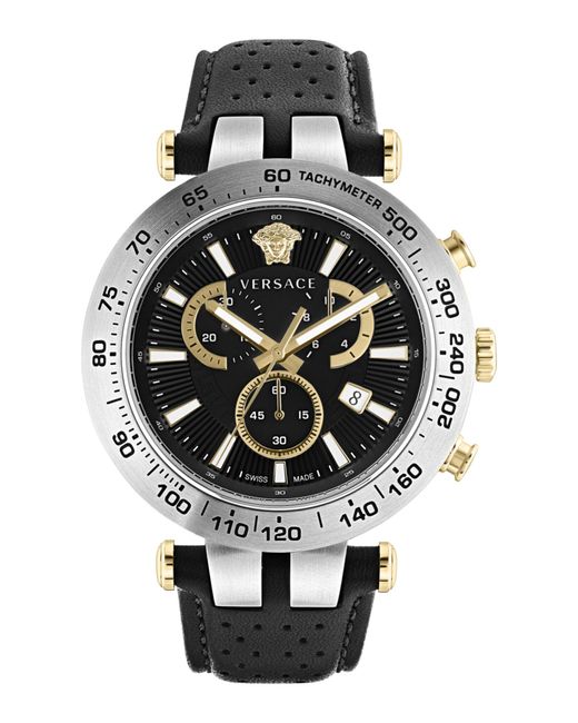 Versace Gray Bold Chrono Leather Watch for men