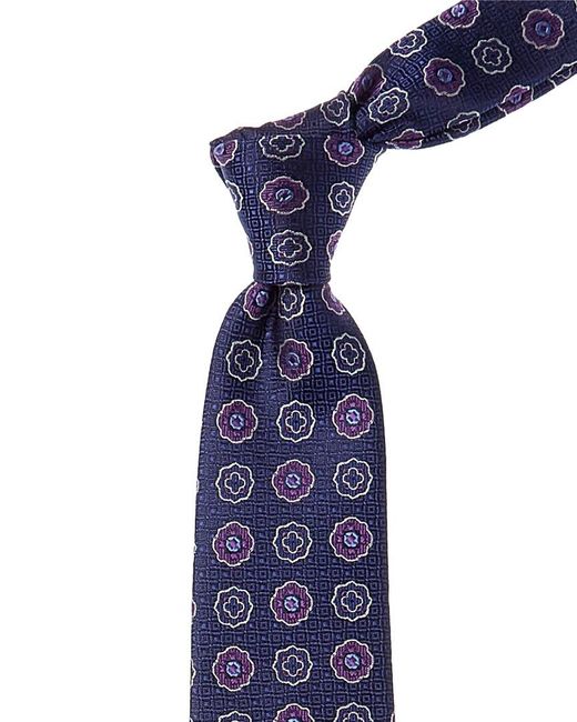 Canali Blue Navy Flower Silk Tie for men