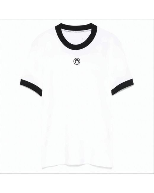 MARINE SERRE White Contrasting Trim Short-Sleeve T-Shirt With Emblem for men