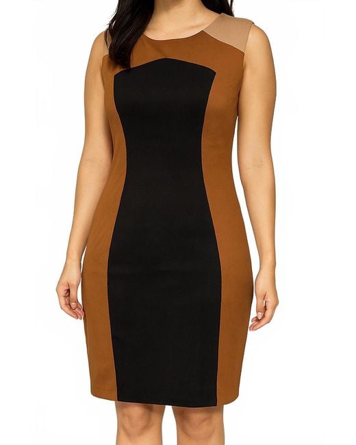black dress with shapewear Retro Stage Colorblock Sleeveless Shift Mini Dress Black & White main image 1